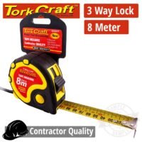 MEASURING TAPE  MULTI LOCK 8M X 25MM RUBBER CASING MATT FINISH
