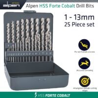 ALPEN HSS COBALT 25 PCE SET FORTE KM25 25 1 - 13 x 0.5MM