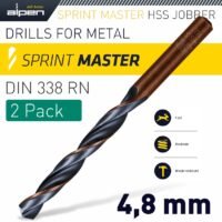 HSS SPRINT MASTER  4.8MM X2 SLEEVED DIN338 ALPEN DRILL BIT