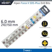 FORCE X 6.0 x 210/150 SDS-PLUS DRILL BIT X4 CUTTING EDGES